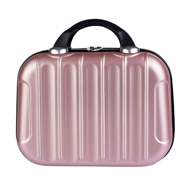 Makeup Storage Organizer Travel ABS Handle Mini Outdoor Toiletry Suitcase Box Mini Boarding Luggage Cosmetic Case Large Capacity Bag Rose gold