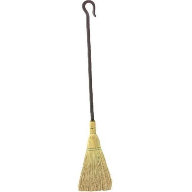 Individual Hearth & Fire Pit Tool with Hook Handle - Broom, Black