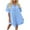 Sky Blue, variant on Kaemgyyd Tunic Shirt Mini Dress for Women Texture Short Sleeve Oversized Folwy Dress Button up Asymmetry Hem Dresses