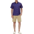 thumbnail image 2 of Chemise à Rayures Verticales pour Homme Lars Amadeus, Manches Courtes, Décontractée, Boutonnée, m Bleu, 2 of 6