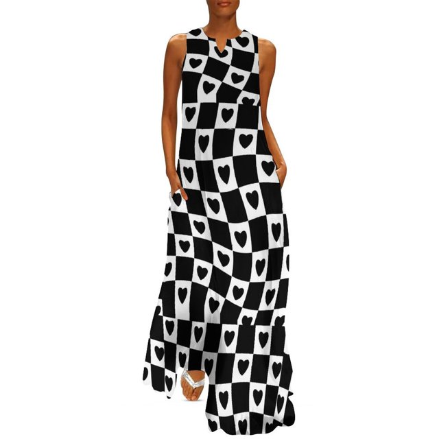 Robe à Carreaux Vichy Rouge et Blanc Robe Maxi Vintage Street Wear Boho Plage Longues Robes Col en V Design Surdimensionné Vestidos