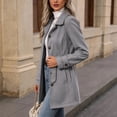 thumbnail image 5 of Biaocheng Women's Double Breasted Trench Coat Casual Long Sleeve Lapel Collar Belted Mid-Length Jacket with Pockets Solid Color Fall Winter Outerwear, 5 of 5