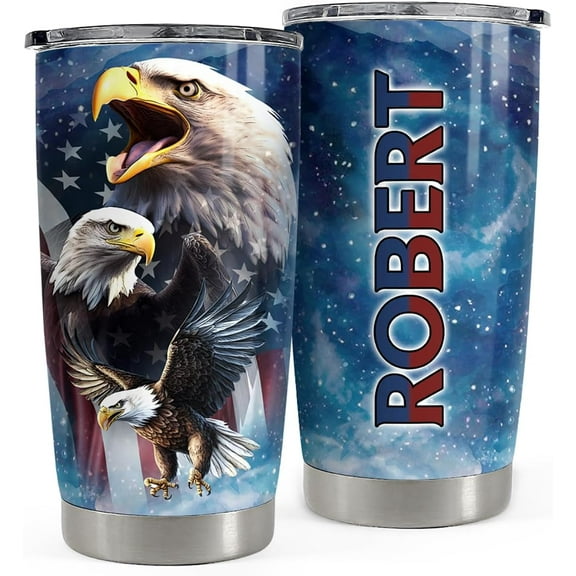 Personalized Eagle American Tumbler 20oz 30oz Tumblers with Lid Gift for Papa Dad Grandpa Patriot Christmas Birthday Vetaran
