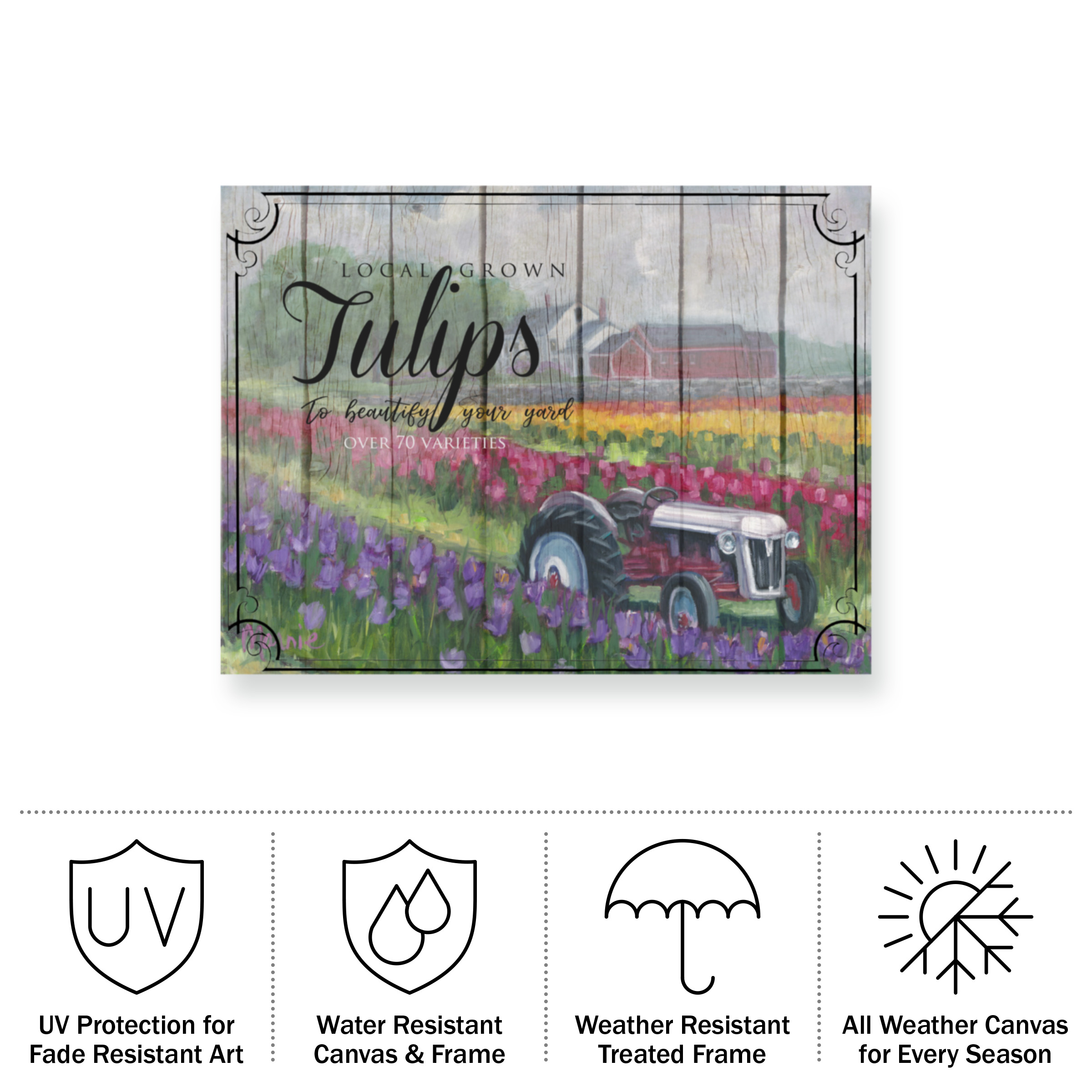 Marnie Bourque 'Tractoring Through The Tulips' Outdoor Canvas