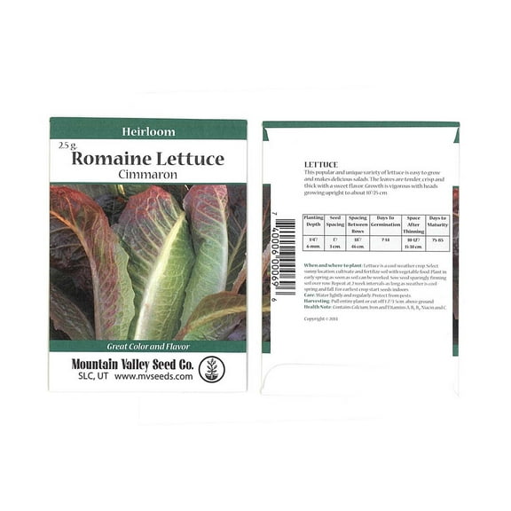 Romaine Lettuce Seeds - Cimmaron Variety - 2.5 Gram Seed Packet - Heirloom Garden Seed - Non-GMO Lettuce and Microgreens Seed