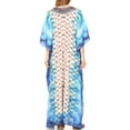 thumbnail image 2 of Sakkas Georgettina Flowy Rhinestone V Neck Long Caftan Dress / Cover Up - 17199-WhiteMulti - One Size, 2 of 5
