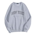 thumbnail image 1 of Chandails pour Femmes Basiques Automne Long Tee Graphique Col Rond Manches Longues Chandail Chandail en Molleton avec Imprimé Drapeau Usa Sport Femme Gris TTG, 1 of 6