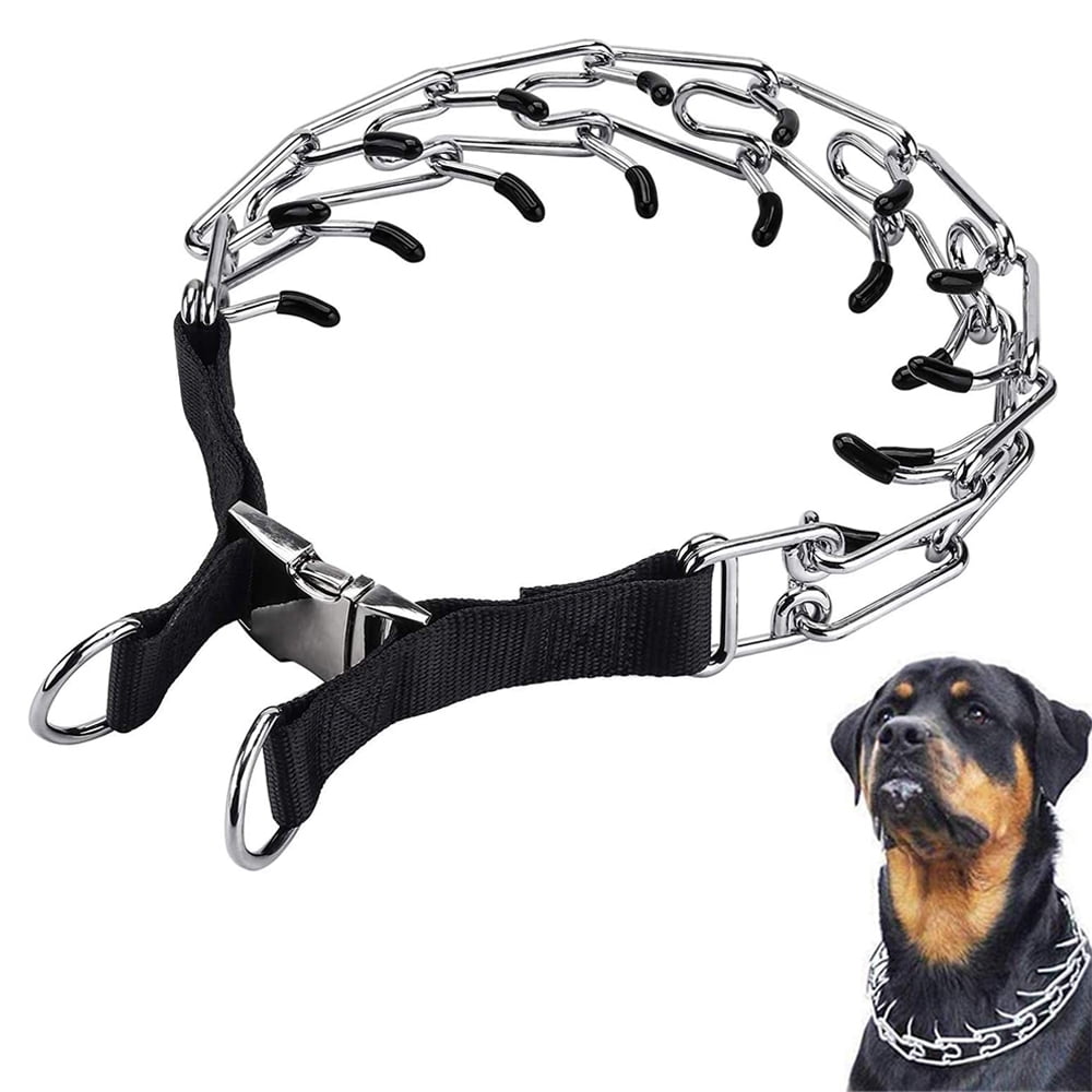 Dog Collar with Adjustable Stainless Steel Links with Rubber Tips Quick Release Dog Collar for Small Medium Large Dogs 