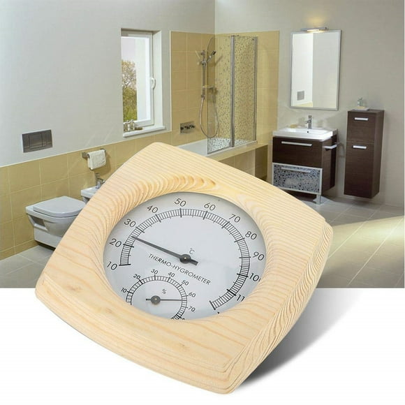 Amdohai Wooden Temperature Humidity Meter Mechanical Temperature and Humidity Meter Hygrothermograph Thermometer Hygrometer Temperature and Humidity Monitor for Sauna Room Hotel House S1018