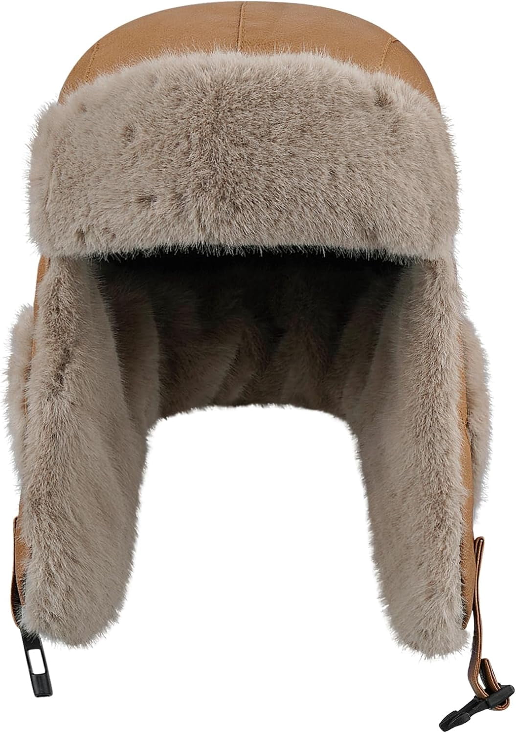 Zhengup Leather Trapper Hats Mens Winter Ski Hat Cold Weather Ski Hat Warm Gear Russian Ushanka Caps Cossack Trooper Hat