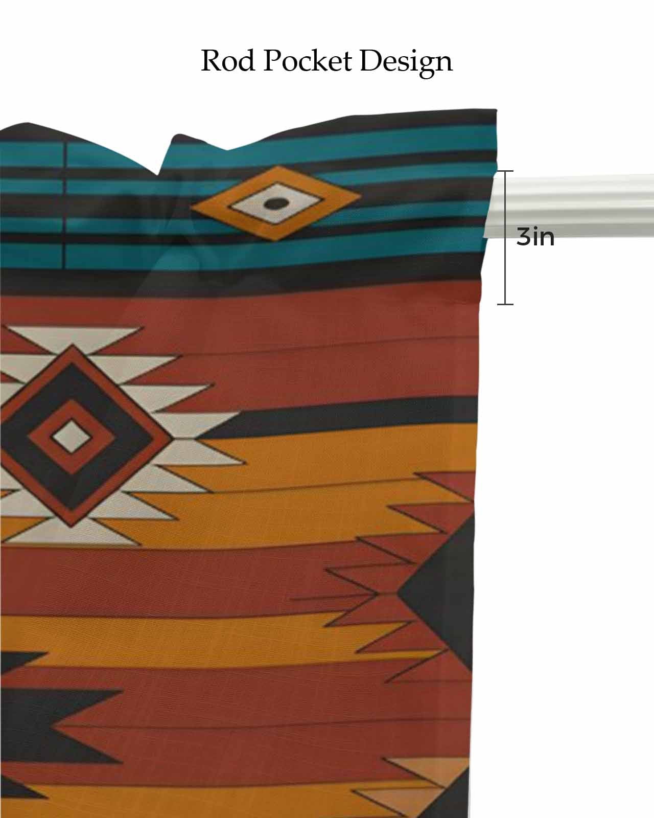 Aztec Southwest Kitchen Valances for Windows Farmhouse Linen Window Valance Curtain for Living Room Window Treatment Vintage Geometric Farmhouse Art Valance Rod Pocket Topper Drape, 54 x 18 Inch
