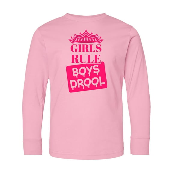 Inktastic Girls Rule, Boys Drool Long Sleeve Youth T-Shirt