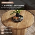 thumbnail image 6 of Finmind 31.5" Round Coffee Table, Farmhouse Wooden Center Table with Fluted Drum Base, Rustic Cocktail Table for Living Room, Apartment, Small Space, Brown, 6 of 7