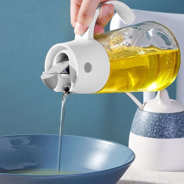 Botella de aceite de 680 ml, aceitera con cepillo dosificador, botella de aceite de oliva con apertura automática, tapa abatible automática para barbacoa, parrilla y cocina. Característica: dispensado
