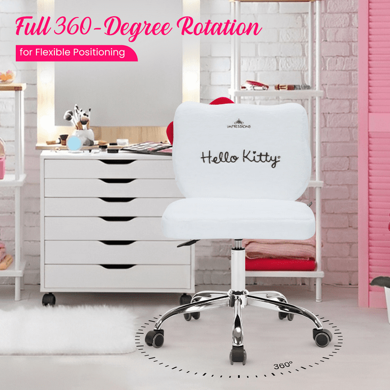 IMPRESSIONS VANITY Hello Kitty Teddy Fur Swivel Vanity Chair