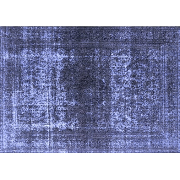 Ahgly Company Machine Washable Indoor Rectangle Oriental Blue Industrial Area Rugs, 5' x 7'