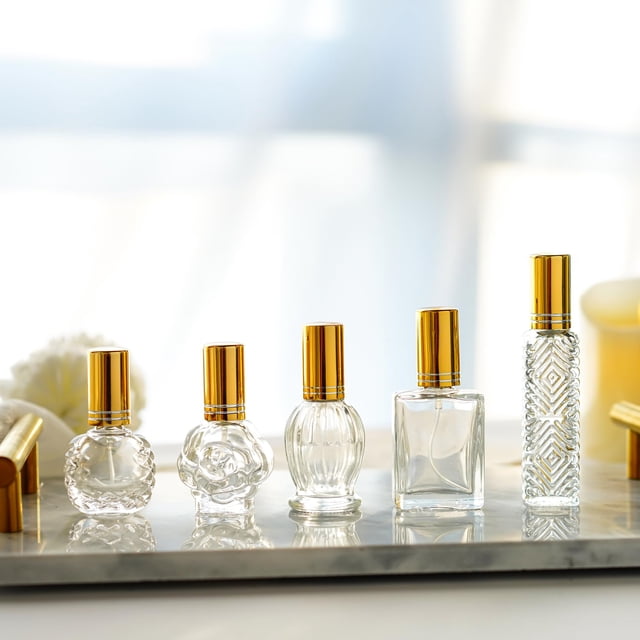 Botellas de perfume H&D HYALINE & DORA Vintage Glass, juego de 5