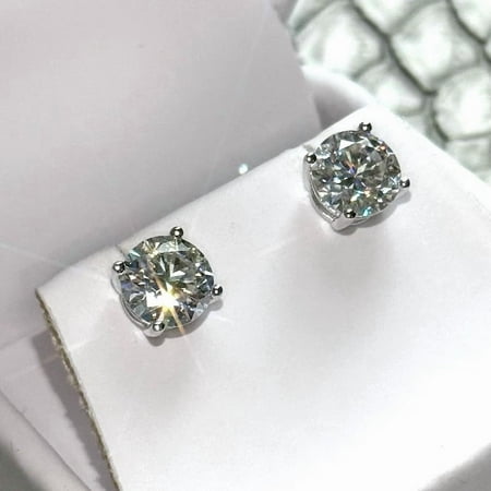 Elegant Style 2.00 CT Round Cut Lab-Created Diamond Stud Earrings 14K White Gold Plated