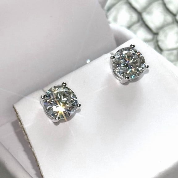Elegant Style 2.00 CT Round Cut Lab-Created Diamond Stud Earrings 14K White Gold Plated