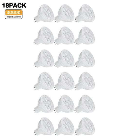 18 Pack MR16 LED Light Bulb, GU5.3 Bi-Pin Base, 50W Halogen Equivalent, 6.5W Spotlight Bulb, 550lm, 3000 Warm White