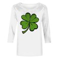 thumbnail image 4 of Meichang Hauts d'Été pour Femmes Manches 3/4 T-Shirts de la Saint-Patrick Trèfle Chanceux T-Shirts Graphiques Blouses Décontractées de Printemps Col Rond, 4 of 5