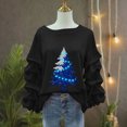 thumbnail image 5 of Womens Christmas Sweatshirts Pleated Long Sleeves Christmas Tops Crew Neck Pullover Sweater Blouses Xmas Graphic Dressy Causal Christmas Shirts Top, 5 of 5