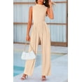 thumbnail image 3 of Womens Summer One Piece Sleeveless Mock Neck Wide Leg Pants Rompers With Pockets, 3 of 17