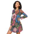 thumbnail image 3 of FORMRS Womens Long Sleeve Nightgowns Crew Neck Sleep Shirt Soft Pajamas Sizes S-3XL, Vibrant Blooming Flowers, 3 of 8