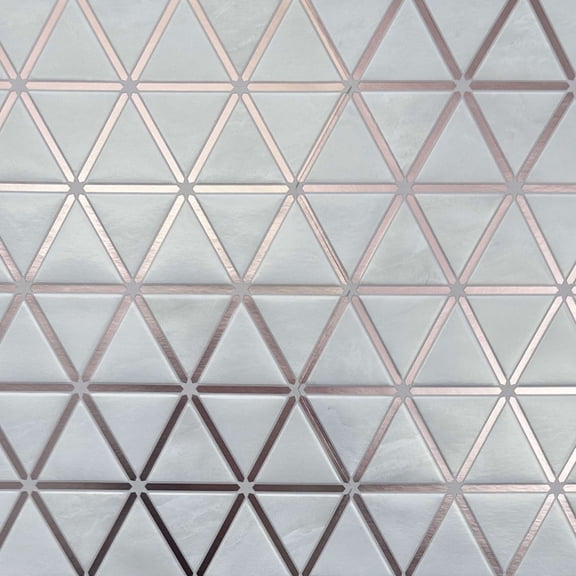 Main Street Peel & Stick Wallpaper Tiles, Rose Gold Triangle, 8 in x 8 in, 24 Pack, Self Adhesive Wall Tiles for Kitchen Backsplash and Home Decor