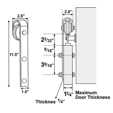 66 Ft Antique Single Black Steel Sliding Barn Wood Door - 