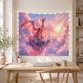 thumbnail image 5 of Pink Dragon on Floating Islands with Golden Sunbeams, Dreamy Fantasy for Anime Fans, Ethereal Wall Art Decor, Birthday Gift, Tapestry Wall Hanging for Bedroom and Dorm, 5 of 7