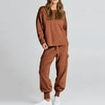 thumbnail image 3 of STETMN Women Fleece Sweatsuit 2 Piece Solid Color Long Sleeve Pullover Long Pants Lounge Set, 3 of 8