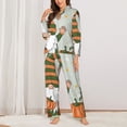 thumbnail image 2 of Lsque Gnome Holding A Pumpkin Pattern Long Sleeve Pajama Set for Women - Soft 2-Piece Sleepwear and Loungewear Set with Pockets, Comfy Nightwear-Small, 2 of 7
