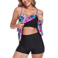 thumbnail image 5 of OCEAN BLUES Women's Plus Size Swimsuit Set V Neck Ruffle Tankini Top with High Waisted Boyshort Two Piece Bathing Suit Size 2XL, 5 of 8