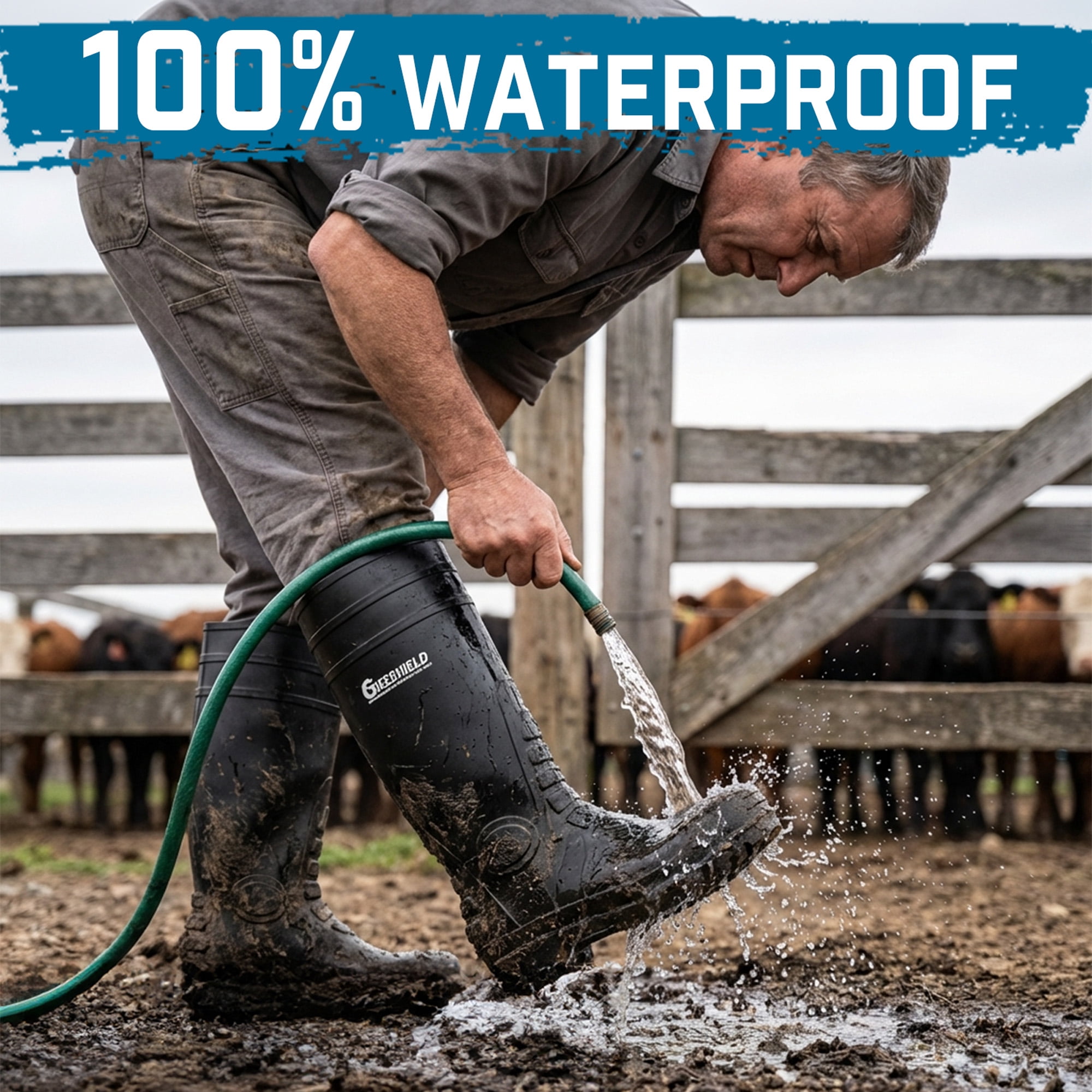 GIEESHIELD PVC Rain Boots for Men And Women – Waterproof Slip-Resistant Rubber Work Boots, Seamless Durable Tall Knee Boots for Agriculture, Gardening, Fishing, Industrial & Outdoor Work, Size 11