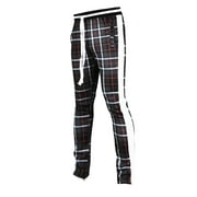 SCREENSHOT-P41902 Mens Hip Hop Premium Slim Fit Track Pants - Athletic Jogger Checker Pattern Print Taping Bottoms-Charcoal-Medium