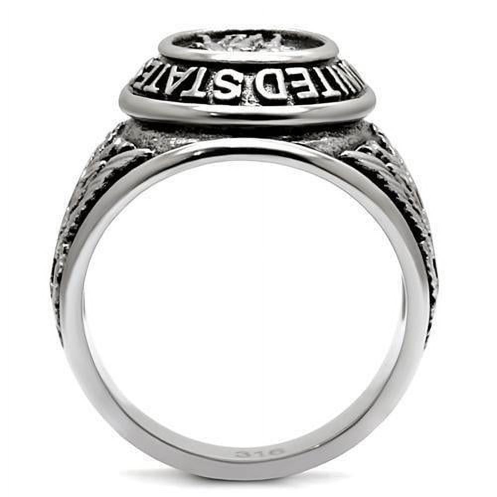 US Veterans Ring for Men and Women Unisex Stainless Steel Military Patriotic Ring in Silver