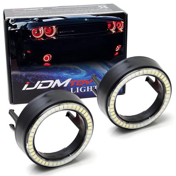 One Pair Black Shroud w/Brilliant Red 40-SMD LED Halo Ring Angel Eyes for Fog Lamp Customization or Light Retrofit DIY Use