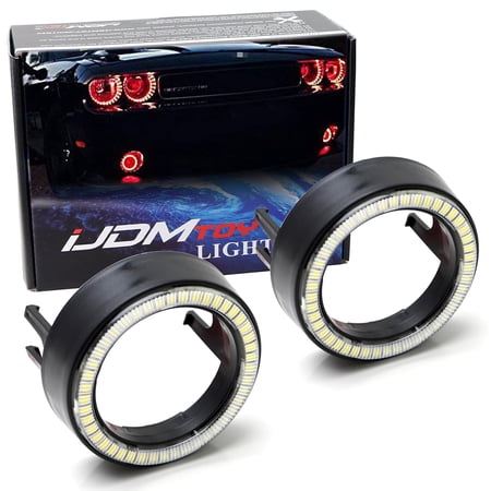 One Pair Black Shroud w/Brilliant Red 40-SMD LED Halo Ring Angel Eyes for Fog Lamp Customization or Light Retrofit DIY Use