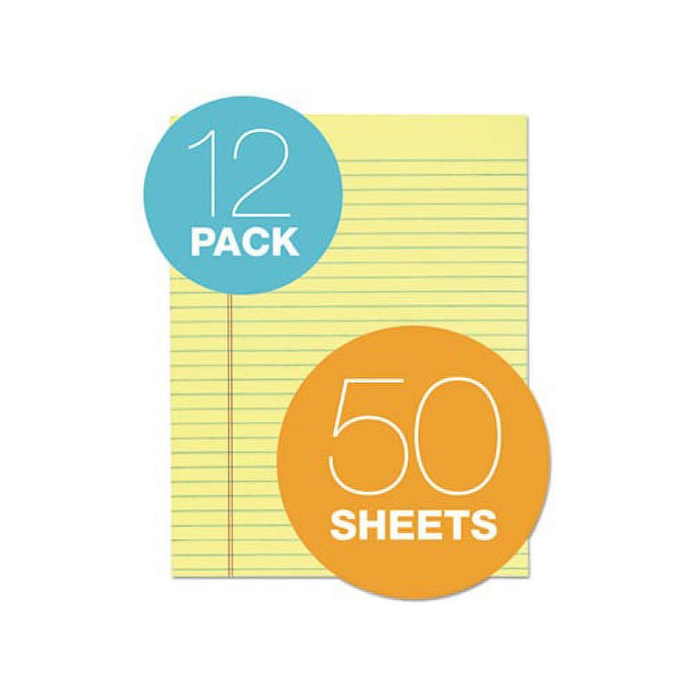 The Legal Pad glu Top Pads Wide/Legal Rule, 8.5 x 11, Canary, 50 Sheets, 12/Pack