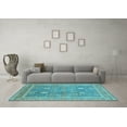 thumbnail image 3 of Ahgly Company Indoor Square Oriental Light Blue Industrial Area Rugs, 4' Square, 3 of 4