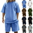 thumbnail image 2 of Tumotour 2 Pieces Going Out Outfits For Men Outfits-Short Sleeve Round Neck Athletic Set T-Shirts Drawstring Tracksuit Set, 2 of 9