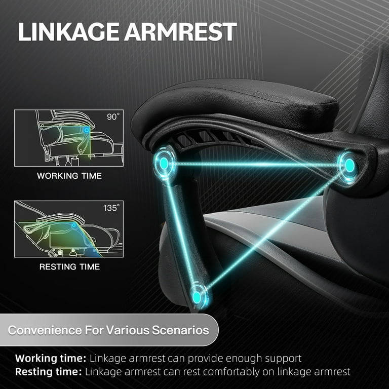 Blue Whale Ergonomic Massage Gaming Chair, High Back, Swivel