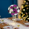 thumbnail image 3 of Flower Balls Wedding Rose Centerpieces: 10 Pcs Fake Flowers with Base Kissing Balls Decor Purple&White Artificial Floral Arrangements Flower Bouquet of Roses Home Party Table DIY Decorations, 3 of 6