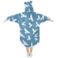 thumbnail image 2 of Dailycode Wearable Blanket Hoodie Oversized Sherpa Flannel Blankets with Pocket for 3-14 Year Old Pigeon Silhouette, 2 of 7