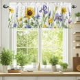 thumbnail image 2 of Pastoral Flowers Valances for Windows, 60 x 18in, Spring Sunflower Plants Leaves Rod Pocket Kitchen Valance Curtain Light Filtering Window Treatments for Living Room Bedroom, 1 Panel, 2 of 7