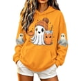 thumbnail image 2 of Ovbmpzd Oversized Adult Halloween Sweatshirts Hooded Yellow Graphic Hoodie Long Sleeve Casual Tops,M, 2 of 5