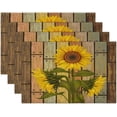thumbnail image 3 of Placemats Set of 4, Vintage Wooden Sunflower Floral Dining Table Place Mats Heat Resistant Non Slip Washable Linen Kitchen Table Mats for Outdoor Indoor Decor, 3 of 6