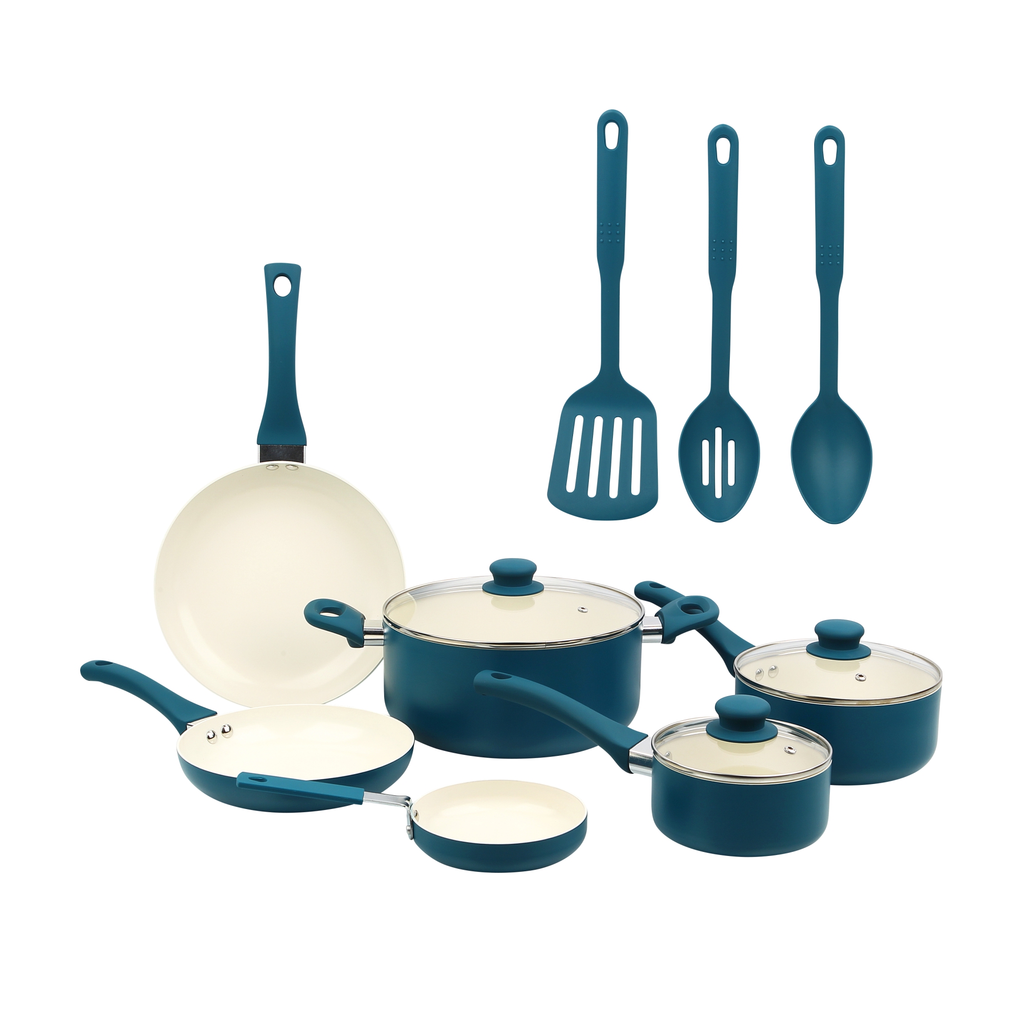 Mainstays 12-Piece Ceramic Nonstick Cookware Set, Corsair Blue