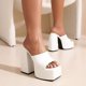 thumbnail image 1 of Sandalias de plataforma para mujer Sexy Square Peep Toe Slip On Chunky High Heel Sandals Date Dress Pumps Wmkox8yii ytu5644, 1 of 5